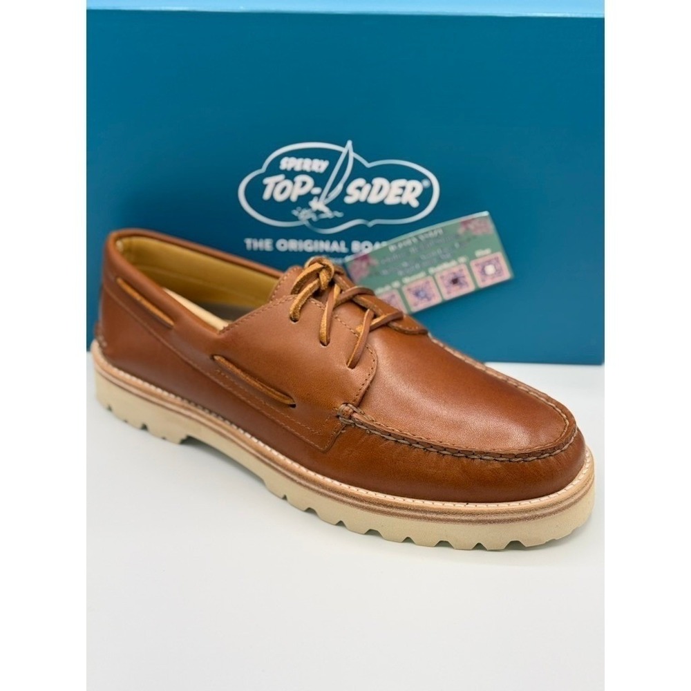 Sperry A/O 3-Eye Lug Tan Bronzer Leather Boat Shoe Men's NIB Sz 13M